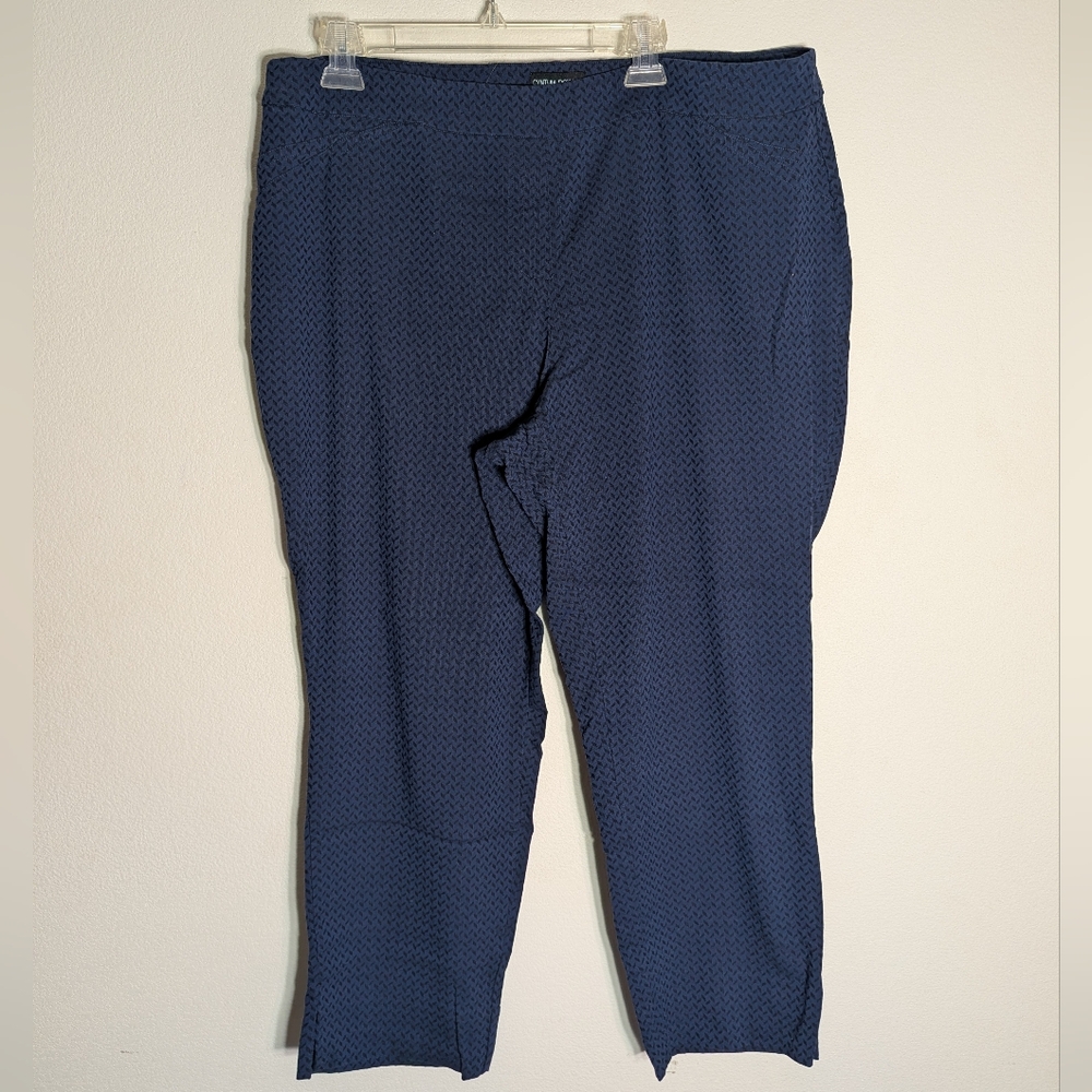 Cynthia Rowley Womens Capri Pants Elastic Waist High Rise Chevron Plus Size 18W